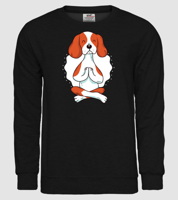 Yoga Drăguț Câine Beagle model negru pe tricou