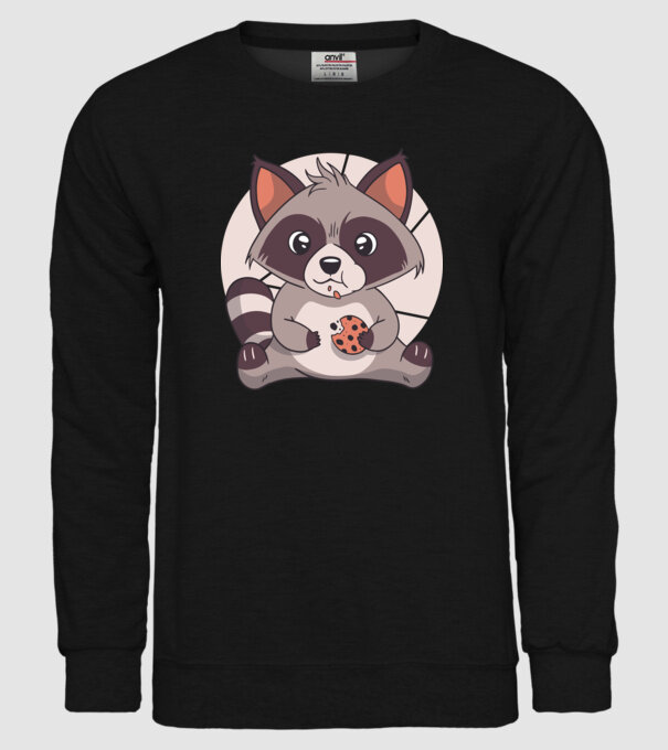 Tricou raton drăguț mâncând biscuiți model negru pe tricou