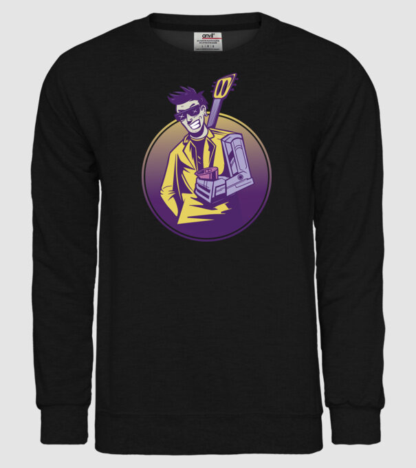 Chitarist Cyberpunk model negru pe tricou