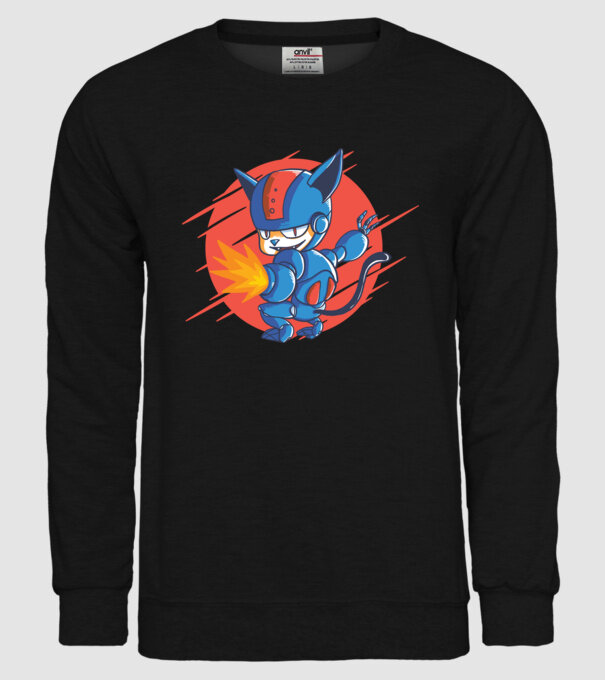 Pisică Cyborg Robot model negru pe tricou