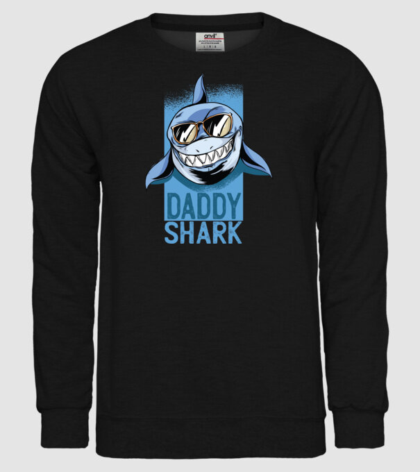 Daddy Shark tricou pentru tata model negru pe tricou