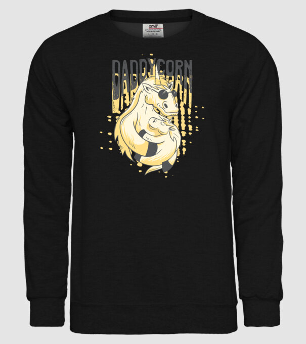 Daddycorn - Tată Unicorn model negru pe tricou
