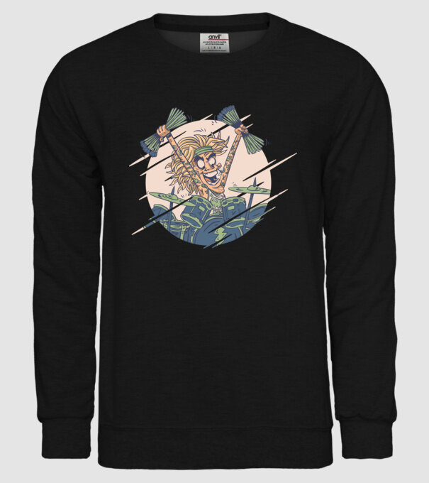 Baterist model negru pe tricou