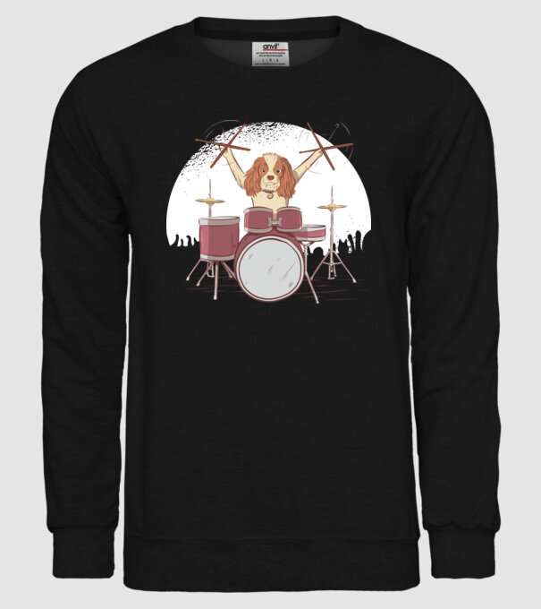 Câine Baterist model negru pe tricou