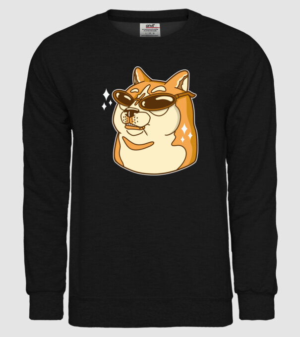 Doge Coin model negru pe tricou