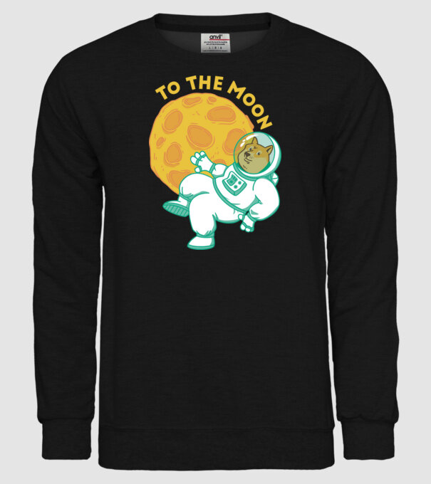 Dogecoin to the moon model negru pe tricou