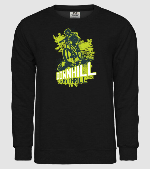 Downhill Is My Thrill tricou bicicletă model negru pe tricou