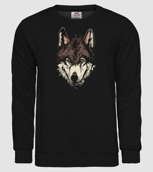 Cap de lup model negru pe tricou
