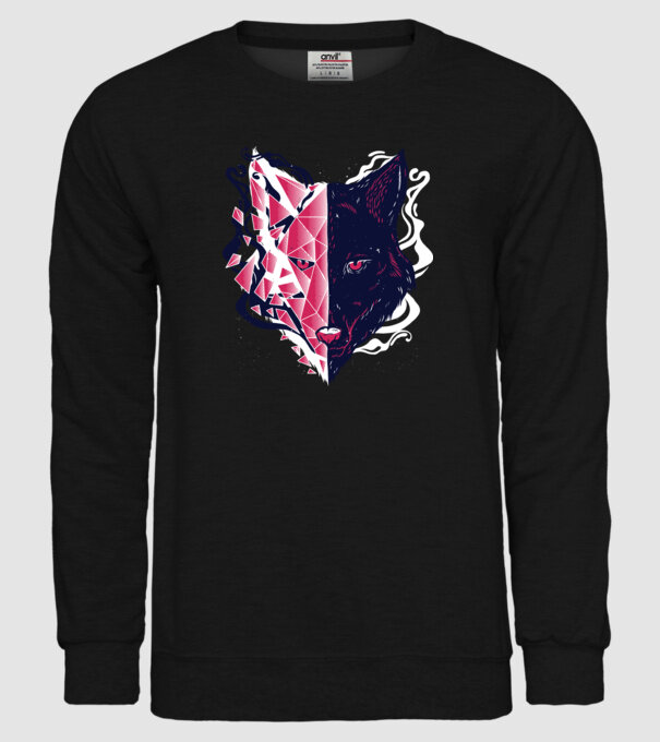 Cap de lup model negru pe tricou
