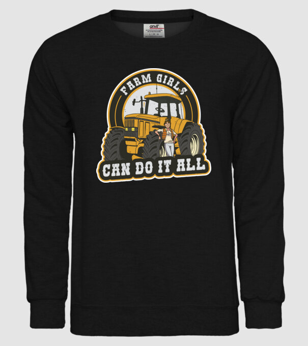 Farm Girls can do it all Tractor model negru pe tricou