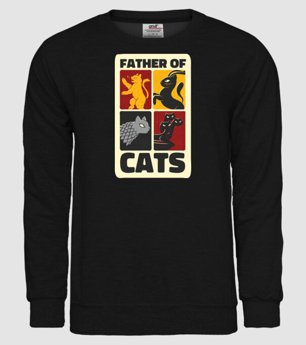 Father of Cats Game of Thrones parodie model negru pe tricou
