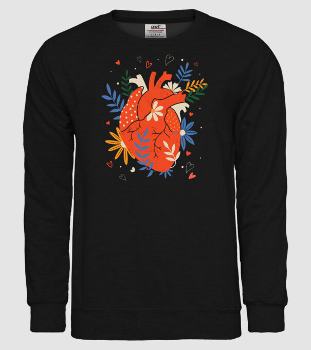 Inimă Floral model negru pe tricou