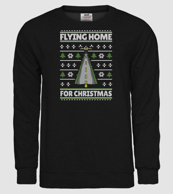 Flying Home for Christmas Pulover urât model negru pe tricou