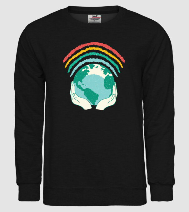 Pământ Wifi Curcubeu model negru pe tricou
