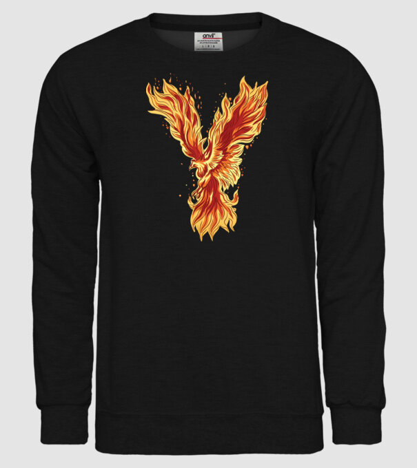 Pasărea Phoenix model negru pe tricou