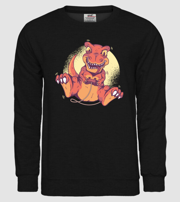 Dinozaur Gamer tricou model negru pe tricou