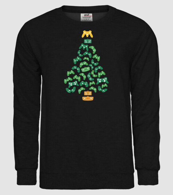 pom de Crăciun Gamer model negru pe tricou