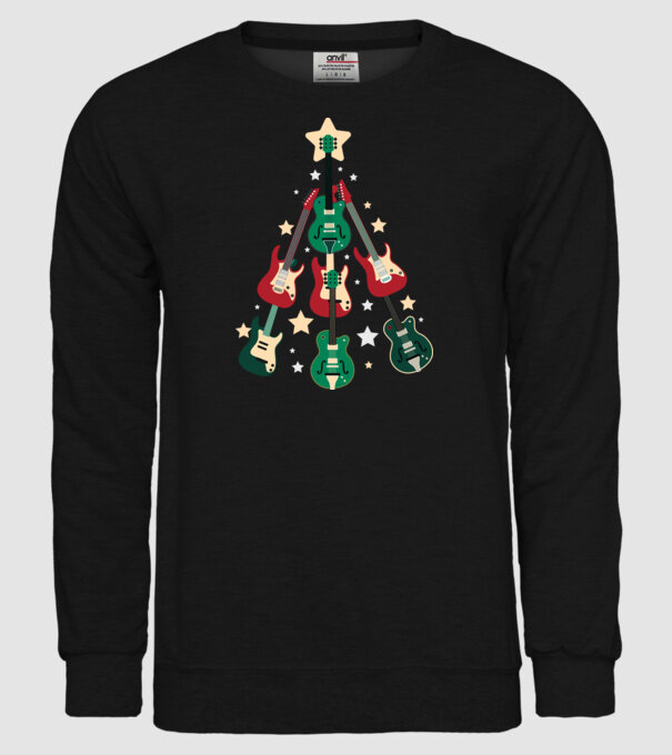 Pom de Crăciun Chitară model negru pe tricou