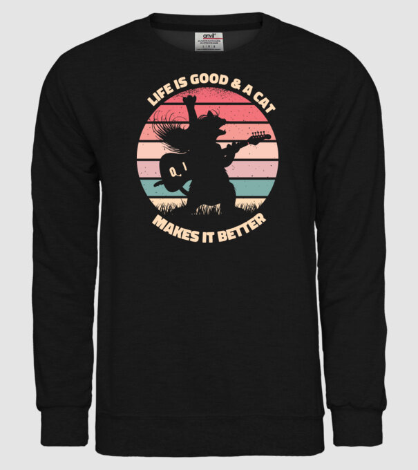 Pisică Chitaristă model negru pe tricou