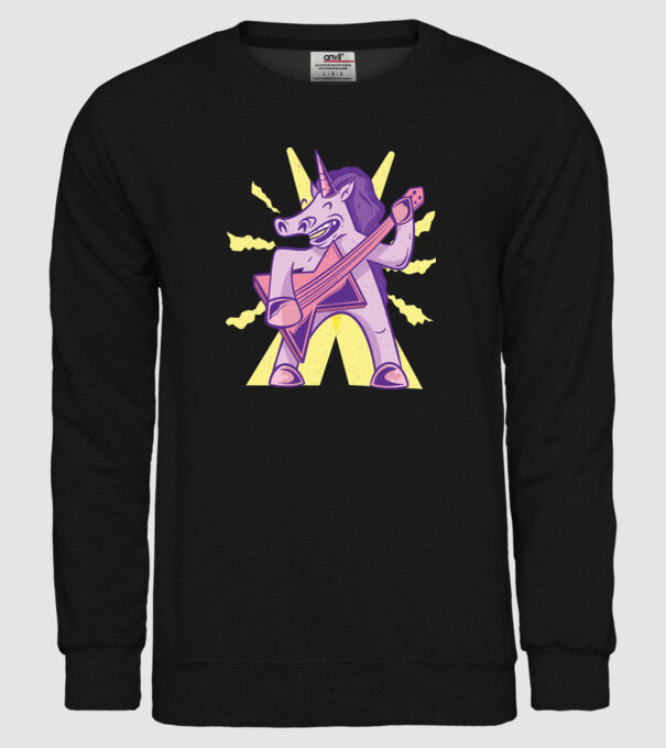 Unicorn cu chitara model negru pe tricou