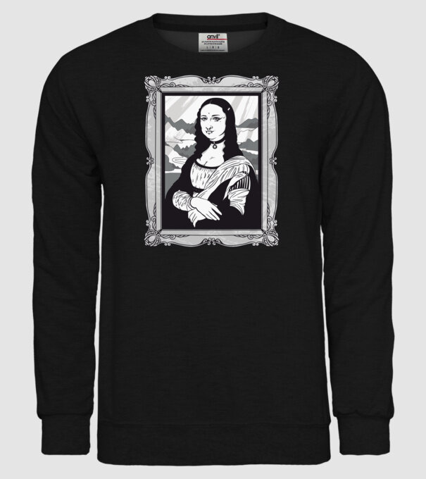 Mona Lisa gotică model negru pe tricou
