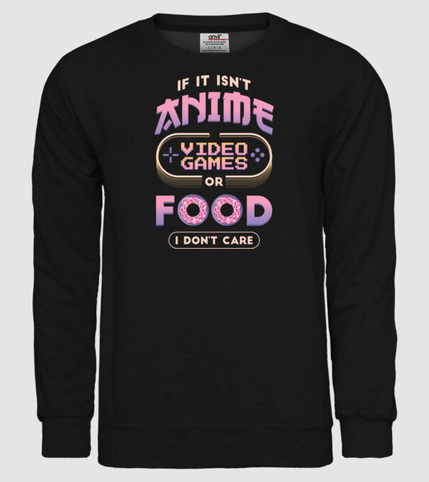 Dacă nu e vorba de anime, joc video sau mâncare, nu-mi pasă model negru pe tricou