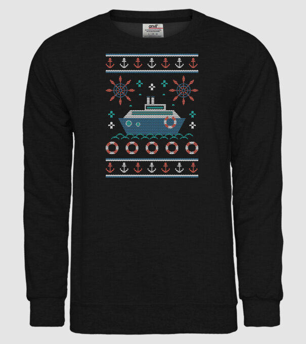 Pulover urât cu vapor model negru pe tricou