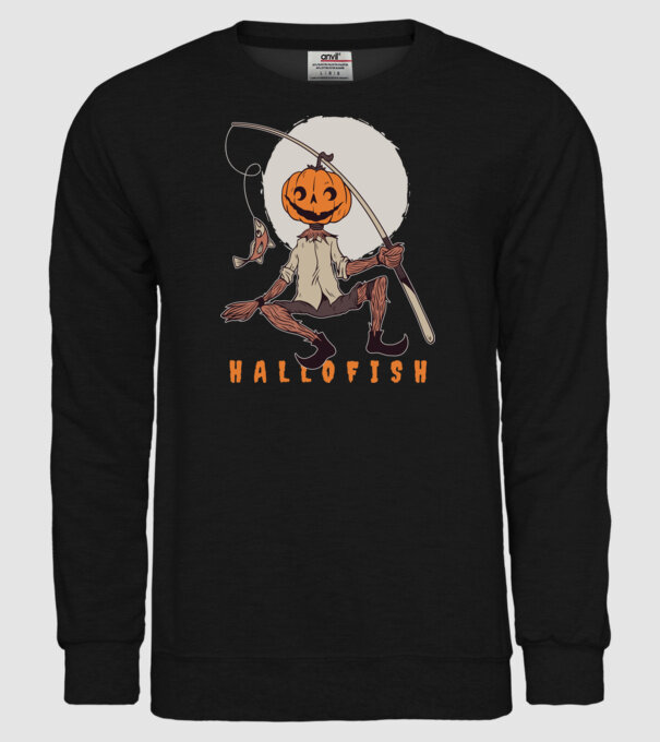 Hallofish - Pescar Halloween model negru pe tricou