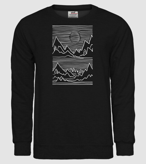 Munți grafică model negru pe tricou