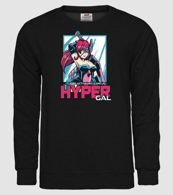 Hyper Gal - Fată Anime model negru pe tricou