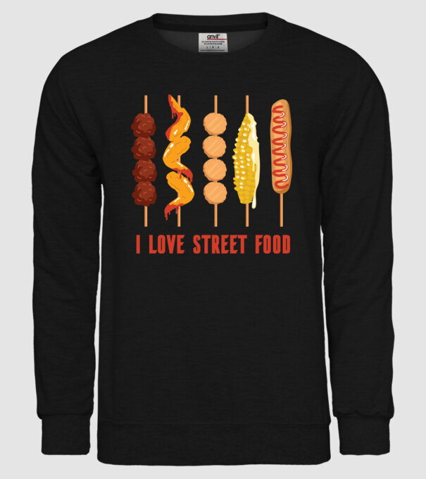 I Love Street Food model negru pe tricou