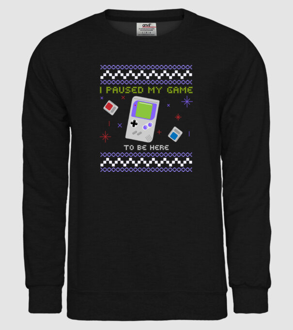 I paused my game to be here - Gamer pulovăr urât model negru pe tricou