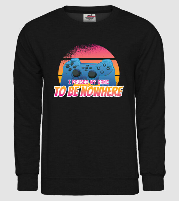 I paused my game to be nowhere model negru pe tricou