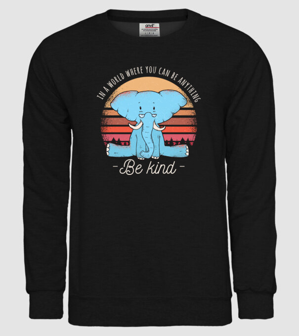 In a world where you can be anything be kind tricou elefant model negru pe tricou