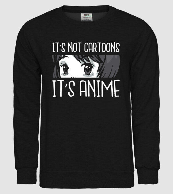 'It''s not cartoons it''s anime' model negru pe tricou