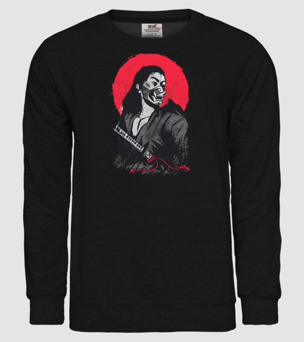 Războinic japonez model negru pe tricou