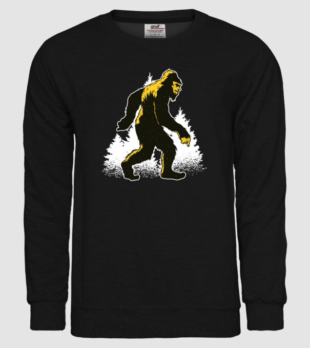 Yeti în pădure model negru pe tricou