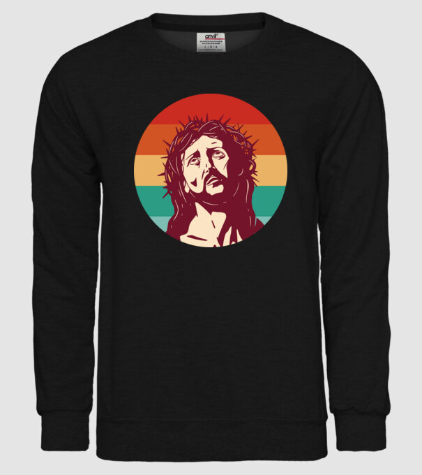 Iisus Hristos Retro model negru pe tricou