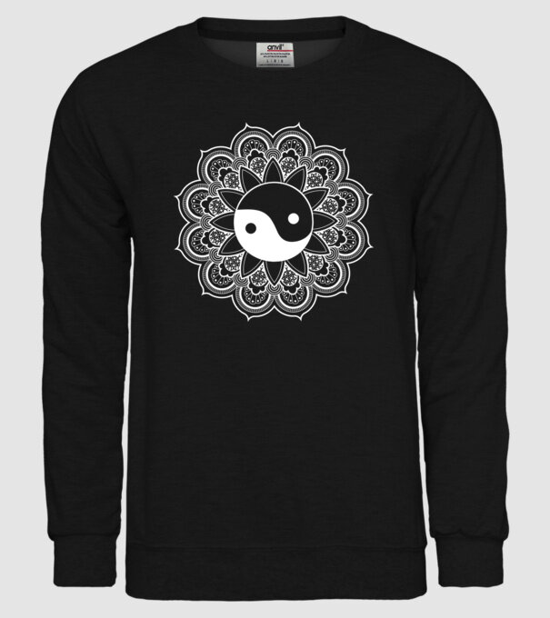 Yin-Yang Mandala model negru pe tricou