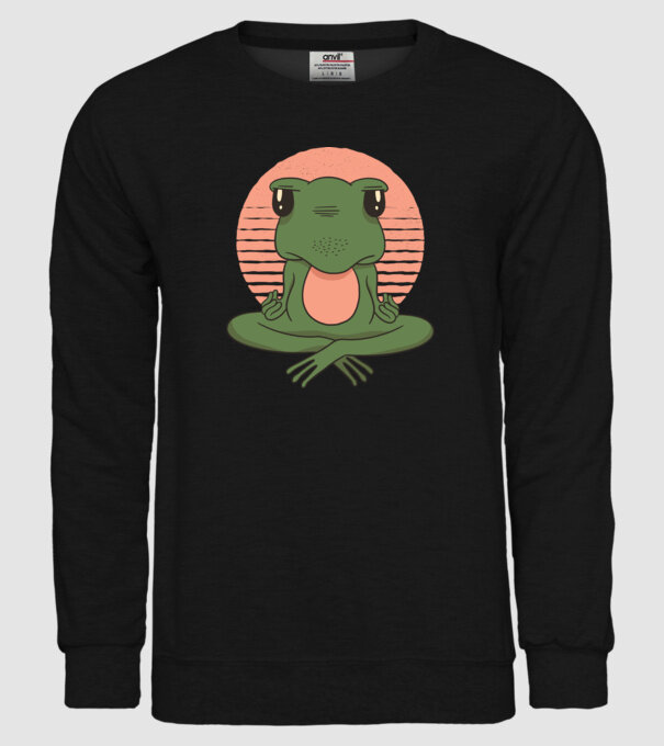 Yoga Broască model negru pe tricou