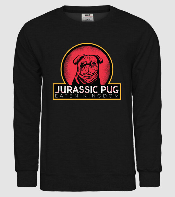 Jurassic Pug Tricou cu mops model negru pe tricou