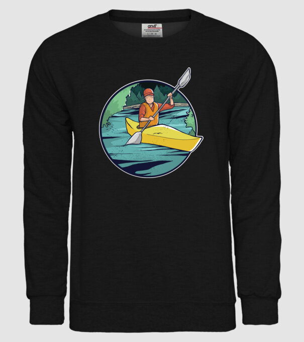 Caiac-canoe model negru pe tricou