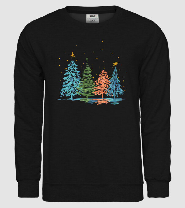 Pom de Crăciun desen model negru pe tricou