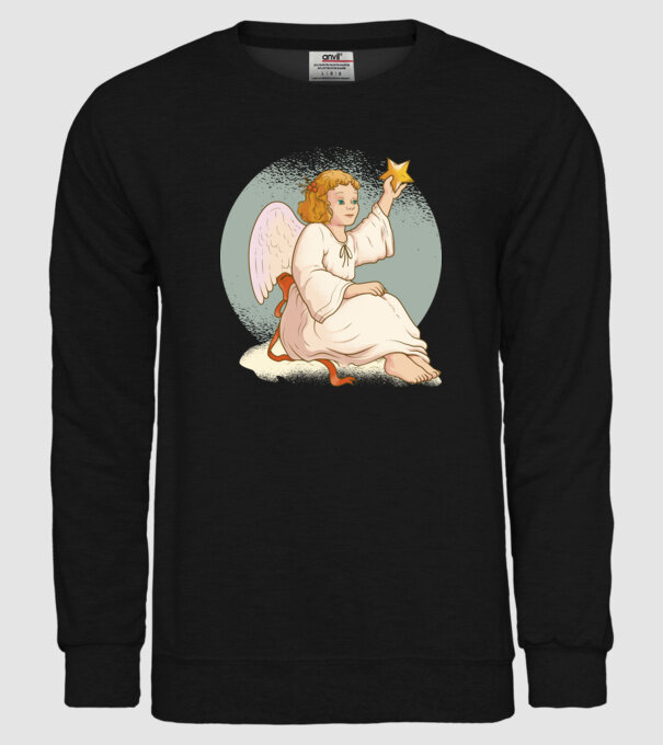 Înger de Crăciun model negru pe tricou