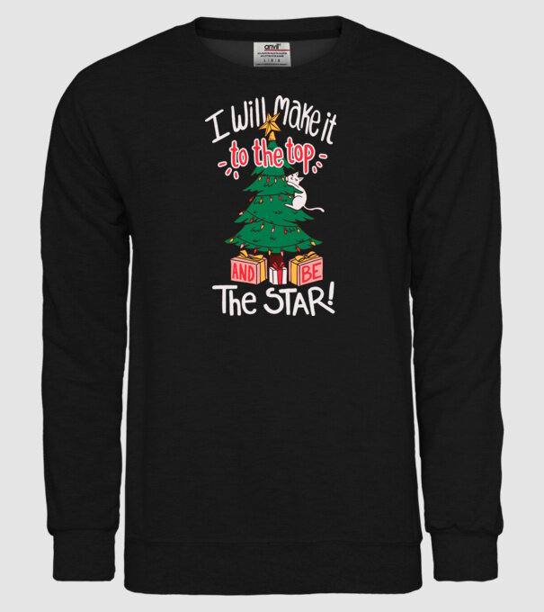 Pisică de Crăciun model negru pe tricou