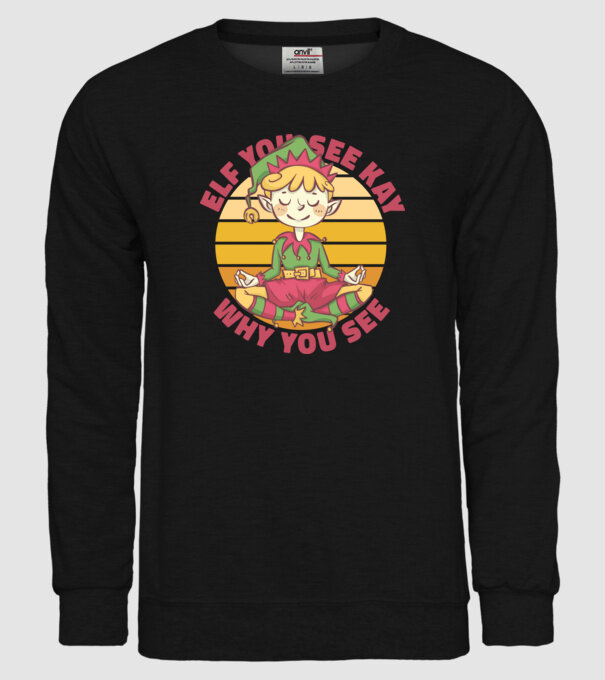 Yoga Elf Crăciun model negru pe tricou