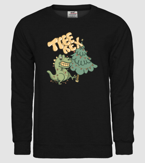 T-rex de Crăciun model negru pe tricou