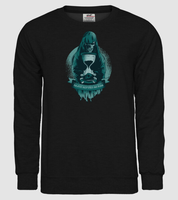 Om cu coasă (Moartea?) model negru pe tricou