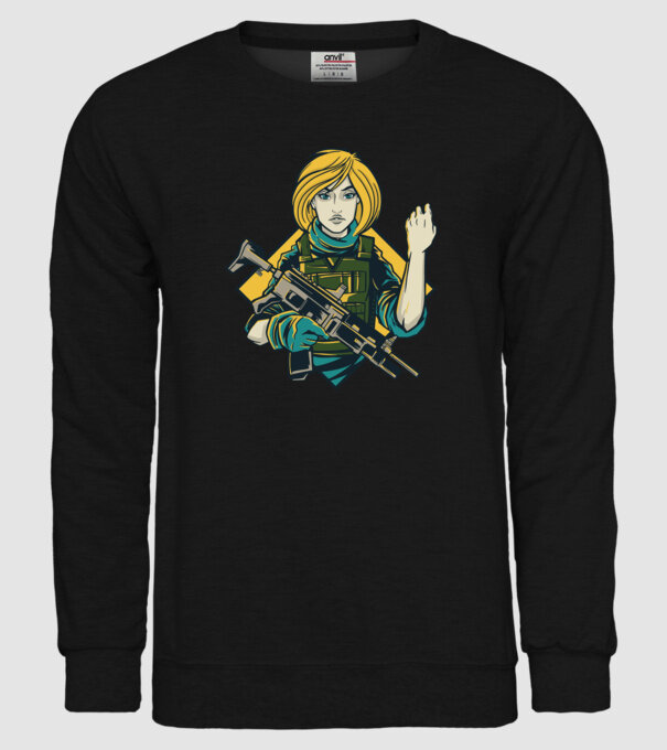 Fată Soldat model negru pe tricou