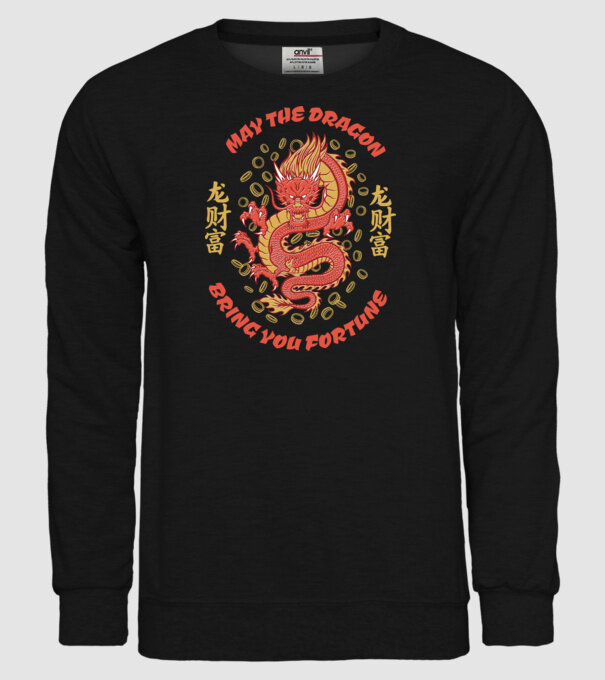 Dragon chinezesc norocos model negru pe tricou
